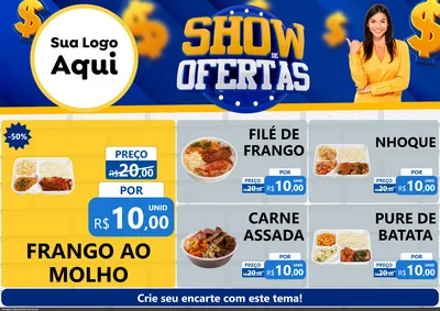Modelo de Encarte para Encarte A4 Horizontal com o tema Show de Ofertas para Restaurante