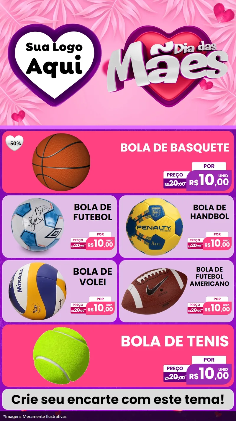 Modelo de TV para TV Vertical com o tema Dia das Mães para Artigos Esportivos