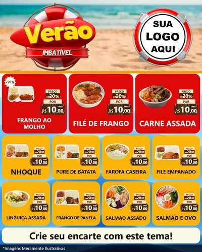 Modelo de Rede Social para Feed Instagram com o tema Verão Imbatível para Restaurante