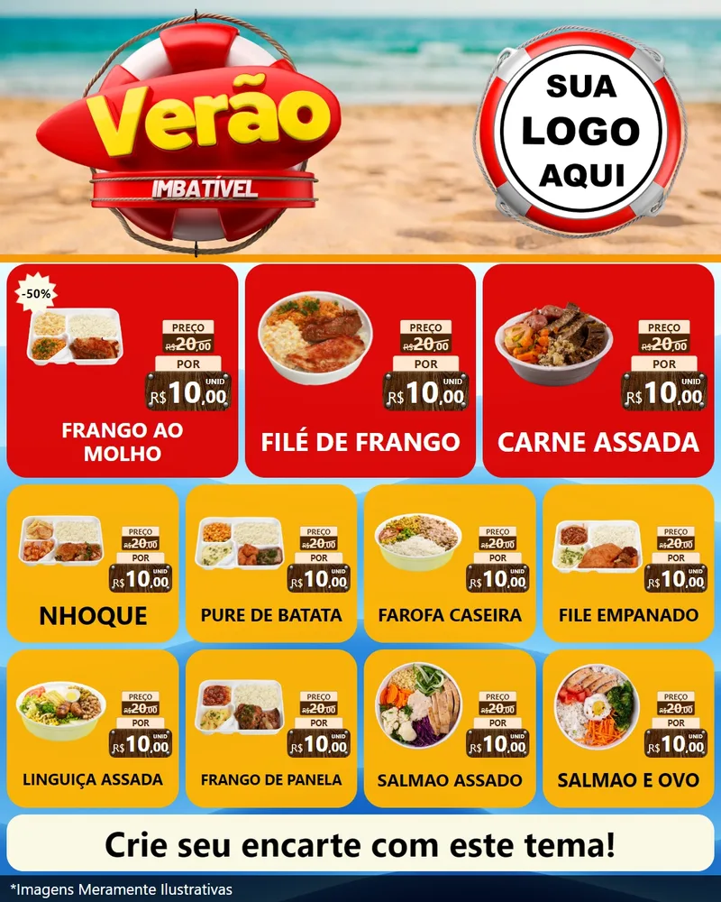 Modelo de Rede Social para Feed Instagram com o tema Verão Imbatível para Restaurante