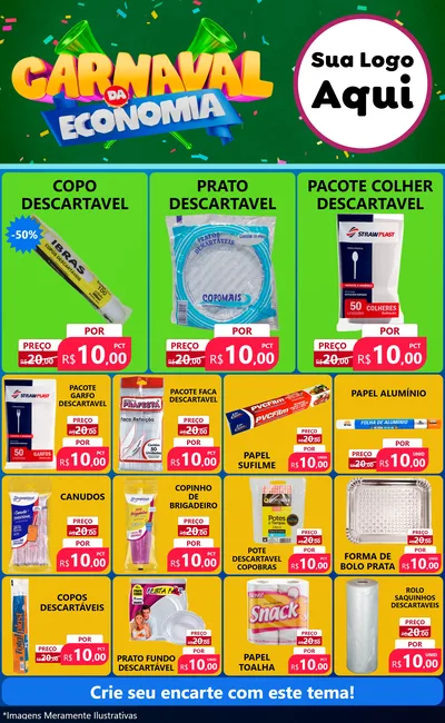 Modelo de Encarte para Encarte Grande com o tema Carnaval da Economia para Embalagens