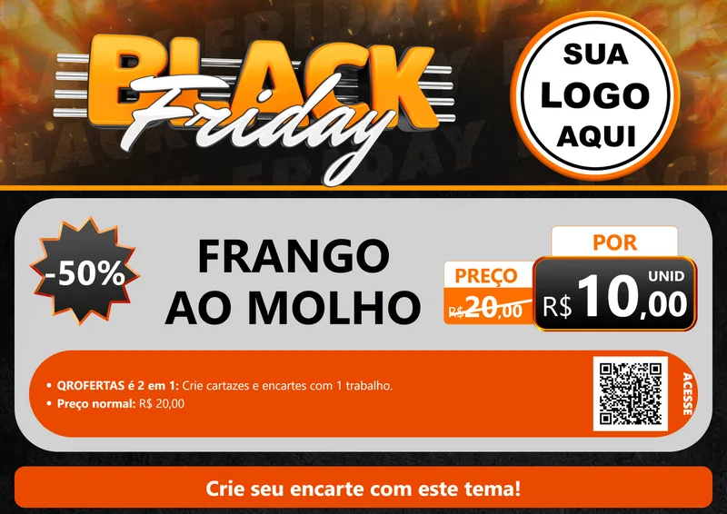 Modelo de Cartaz para Cartaz A4 Horizontal com o tema Black Friday para Restaurante