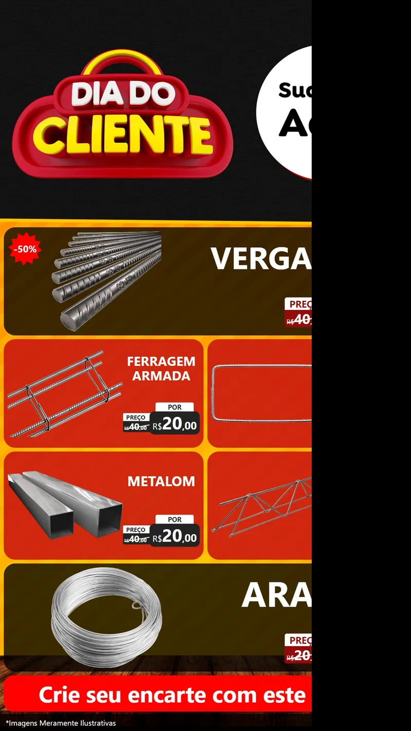 Modelo de TV para TV Vertical com o tema Dia do Cliente para Ferragens