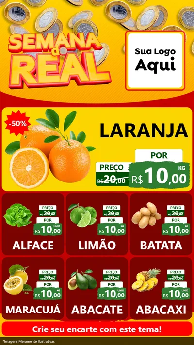 Modelo de Rede Social para Stories com o tema Semana do Real para Hortifrúti