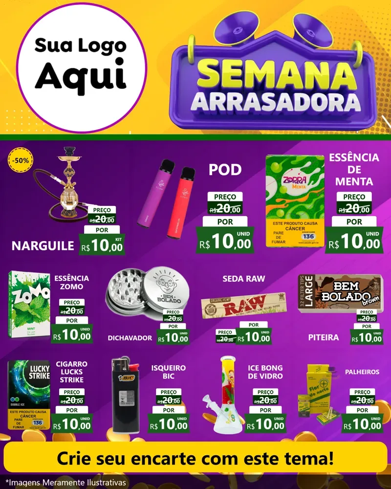 Modelo de Rede Social para Feed Instagram com o tema Semana Arrasadora para Tabacaria