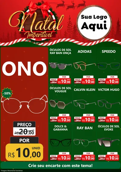 Modelo de Encarte para Encarte A4 Vertical com o tema Natal Imperdível para Óticas