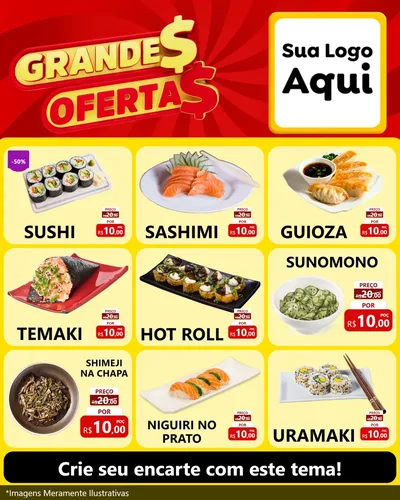 Modelo de Rede Social para Feed Instagram com o tema Grandes Ofertas para Comida japonesa