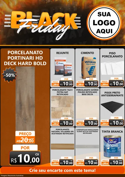 Modelo de Encarte para Encarte A4 Vertical com o tema Black Friday para Pisos e revestimentos