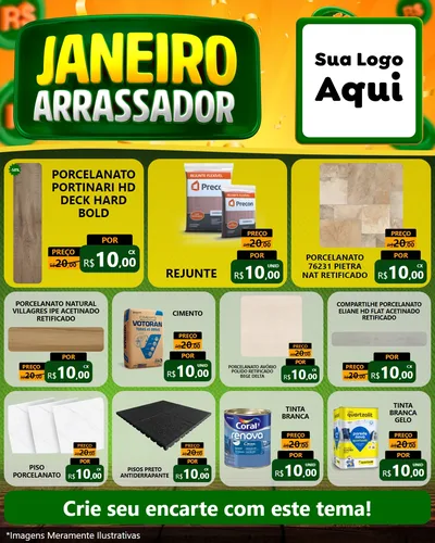 Modelo de Rede Social para Feed Instagram com o tema Janeiro Arrasador para Pisos e revestimentos