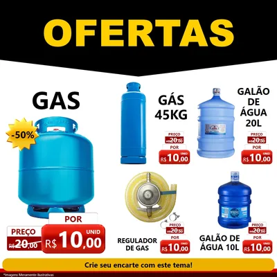 Modelo de Rede Social para Feed Facebook com o tema Ofertas Preto e Vermelho Cartaz para Água e gás