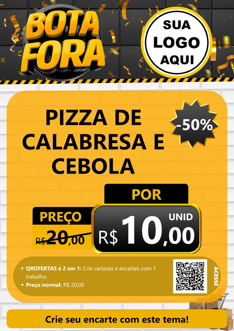 Modelo de Cartaz para Cartaz A4 Vertical com o tema Bota Fora para Pizzaria
