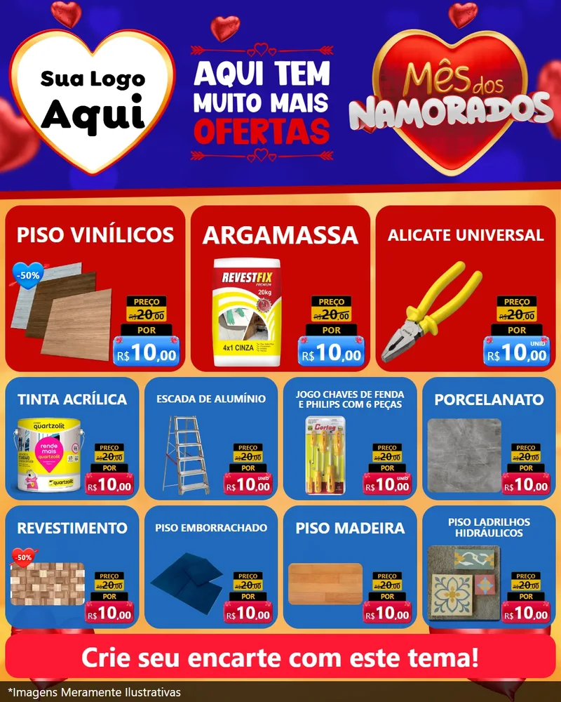 Modelo de Rede Social para Feed Instagram com o tema Mês dos Namorados para Material para Construção