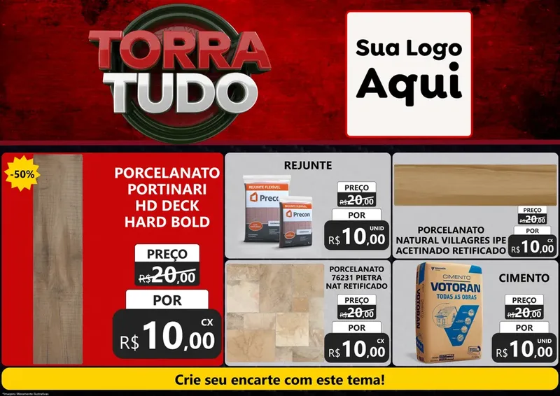 Modelo de Encarte para Encarte A4 Horizontal com o tema Torra Tudo para Pisos e revestimentos
