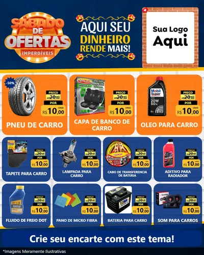 Modelo de Rede Social para Feed Instagram com o tema Sábado de Ofertas Imperdíveis para Auto peças
