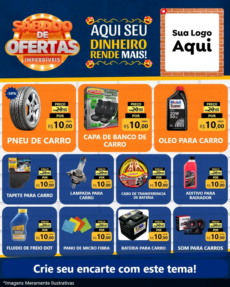 Modelo de Rede Social para Feed Instagram com o tema Sábado de Ofertas Imperdíveis para Auto peças
