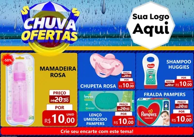 Modelo de Encarte para Encarte A4 Horizontal com o tema Chuva de Ofertas para Bebês