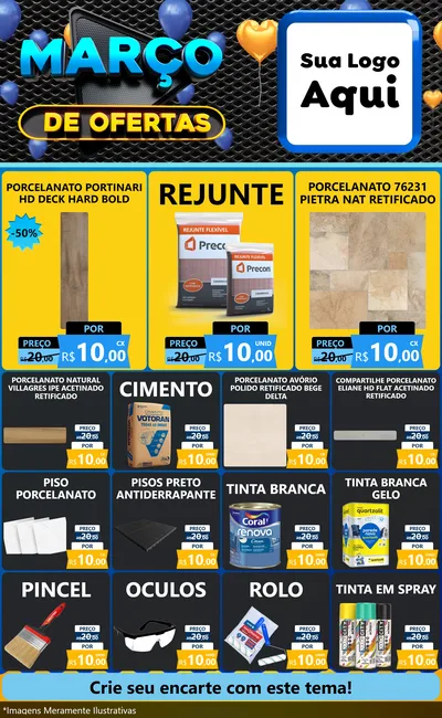 Modelo de Encarte para Encarte Grande com o tema Março de Ofertas para Pisos e revestimentos