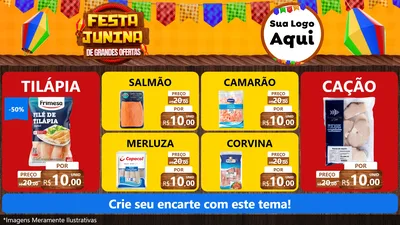 Modelo de TV para TV Horizontal com o tema Festa Junina de Grandes Ofertas para Peixaria