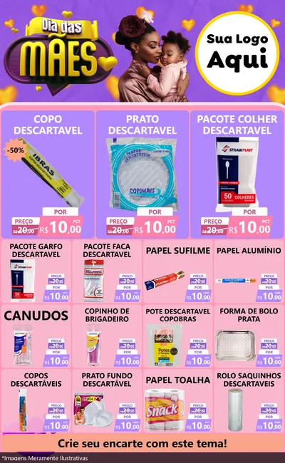 Modelo de Encarte para Encarte Grande com o tema Dia das Mães para Embalagens