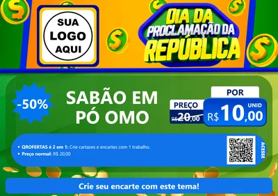 Modelo de Cartaz para Cartaz A4 Horizontal com o tema Dia Da Proclamação da República para Produtos de Limpeza