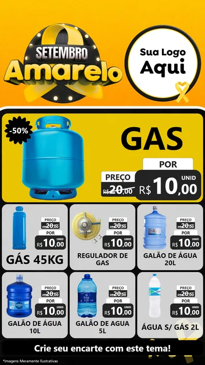 Modelo de Rede Social para Stories com o tema Setembro Amarelo para Água e gás