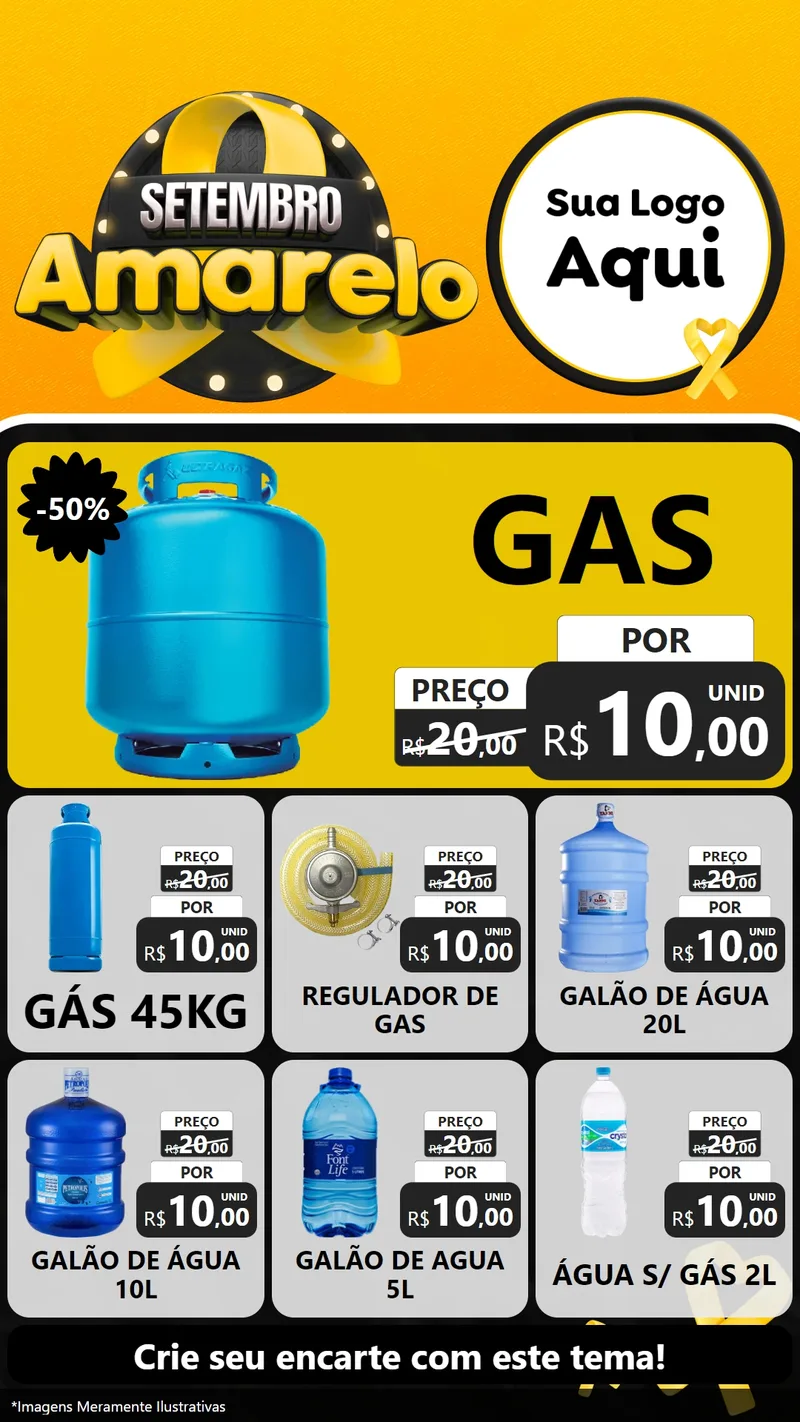 Modelo de Rede Social para Stories com o tema Setembro Amarelo para Água e gás