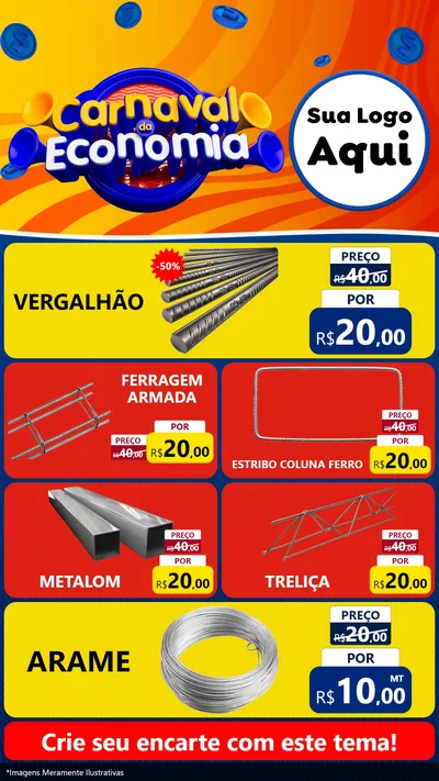 Modelo de TV para TV Vertical com o tema Carnaval da Economia para Ferragens