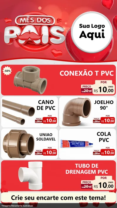 Modelo de TV para TV Vertical com o tema Mês dos Pais para Tubos e conexões