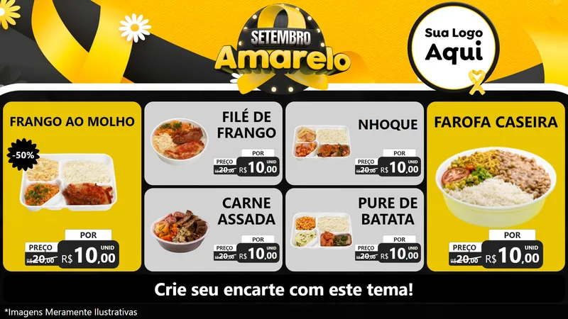 Modelo de TV para TV Horizontal com o tema Setembro Amarelo para Restaurante