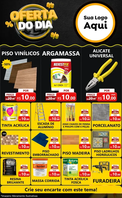 Modelo de Encarte para Encarte Grande com o tema Oferta Do Dia para Material para Construção