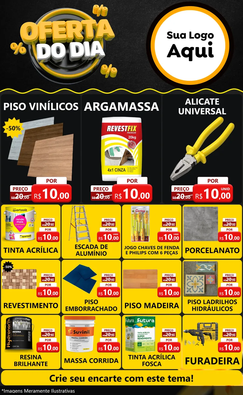 Modelo de Encarte para Encarte Grande com o tema Oferta Do Dia para Material para Construção