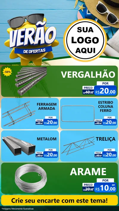 Modelo de TV para TV Vertical com o tema Verão de Ofertas para Ferragens