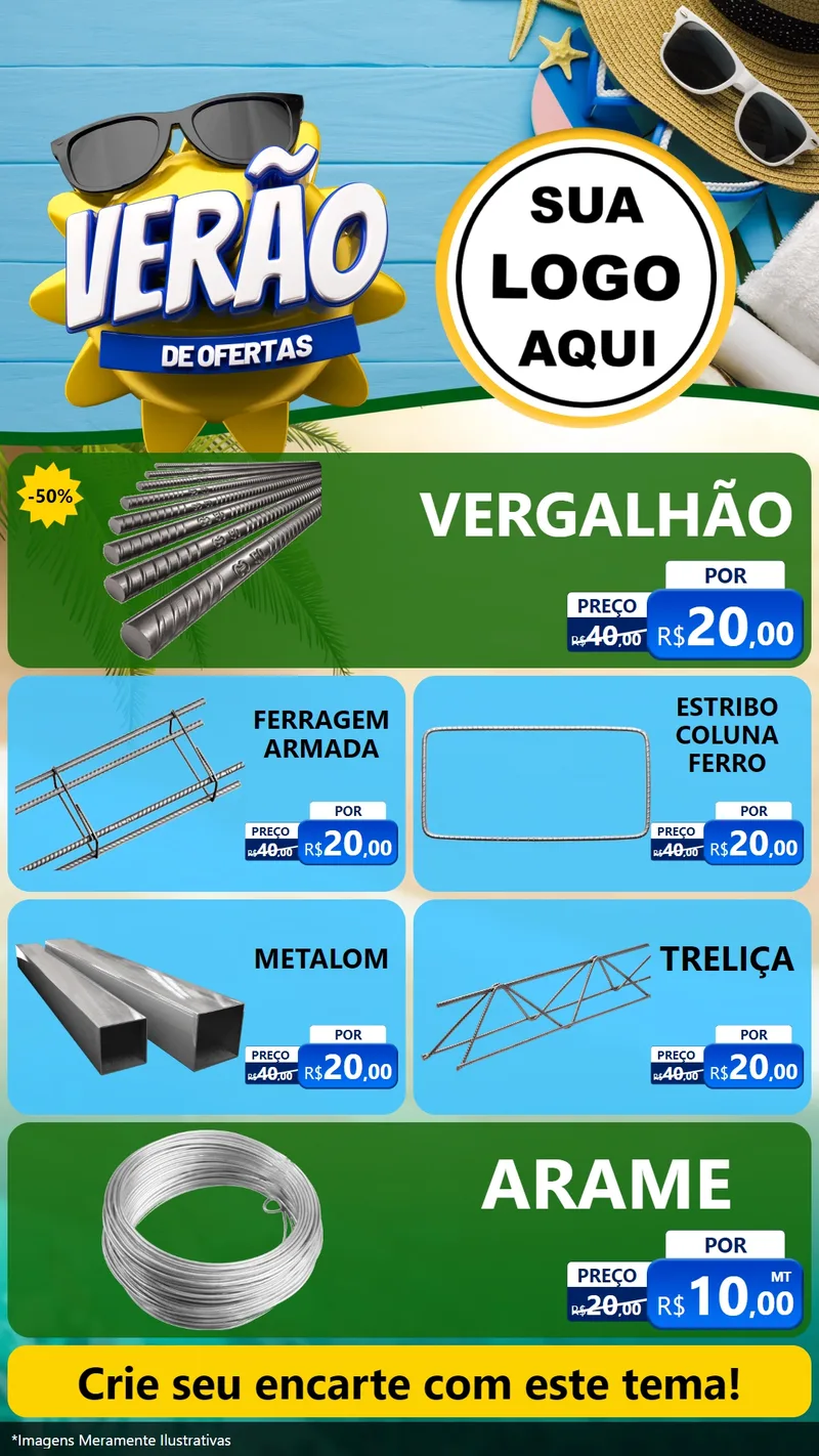 Modelo de TV para TV Vertical com o tema Verão de Ofertas para Ferragens