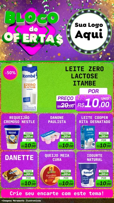 Modelo de Rede Social para Stories com o tema Bloco de Ofertas para Frios e Laticínios