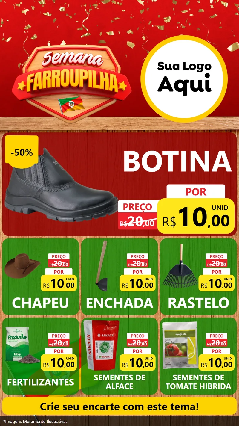Modelo de Rede Social para Stories com o tema Semana Farroupilha para Agropecuária