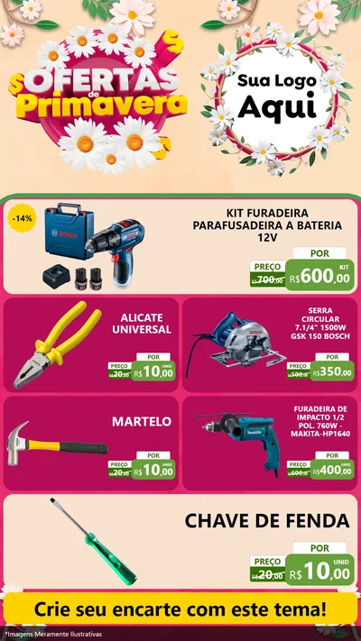 Modelo de TV para TV Vertical com o tema Ofertas de Primavera para Maquinas e Ferramentas