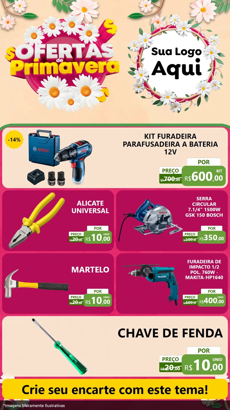 Modelo de TV para TV Vertical com o tema Ofertas de Primavera para Maquinas e Ferramentas