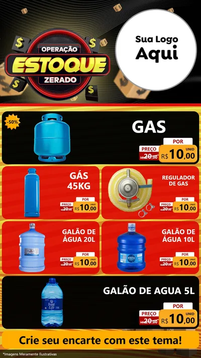 Modelo de TV para TV Vertical com o tema Operação Estoque Zerado para Água e gás