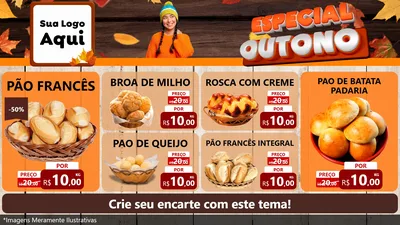 Modelo de TV para TV Horizontal com o tema Especial Outono para Padaria