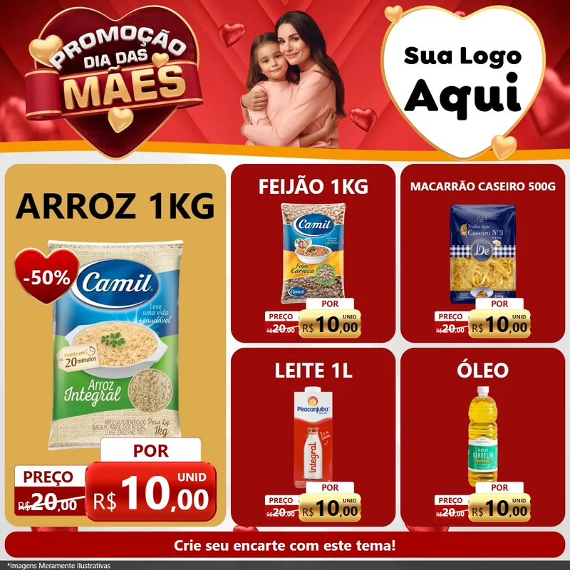 Modelo de Rede Social para Feed Facebook com o tema Promoção Dia das Mães para Supermercado