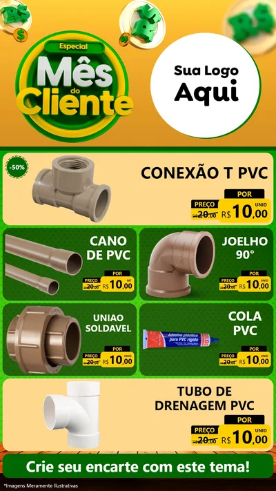 Modelo de TV para TV Vertical com o tema Especial Mês do Cliente para Tubos e conexões