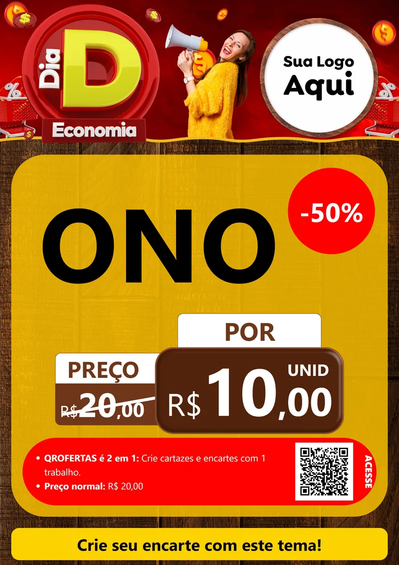 Modelo de Cartaz para Cartaz A4 Vertical com o tema Dia D Economia para Óticas