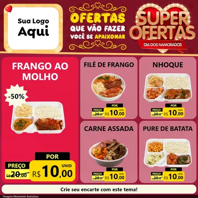 Modelo de Rede Social para Feed Facebook com o tema Dia dos Namorados para Restaurante