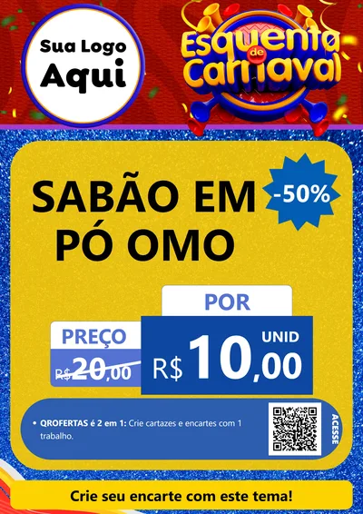 Modelo de Cartaz para Cartaz A4 Vertical com o tema Esquenta de Carnaval para Produtos de Limpeza