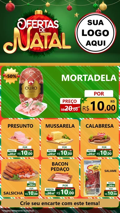 Modelo de Rede Social para Stories com o tema Ofertas de Natal para Frios e Laticínios