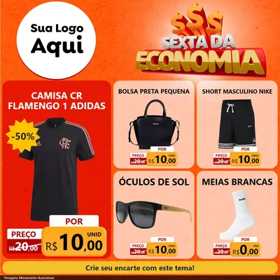 Modelo de Rede Social para Feed Facebook com o tema Sexta da Economia para Roupas e acessórios