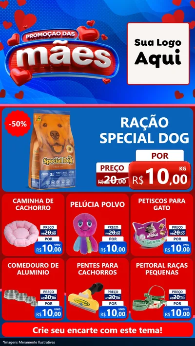 Modelo de Rede Social para Stories com o tema Promoção das Mães para Pet Shop