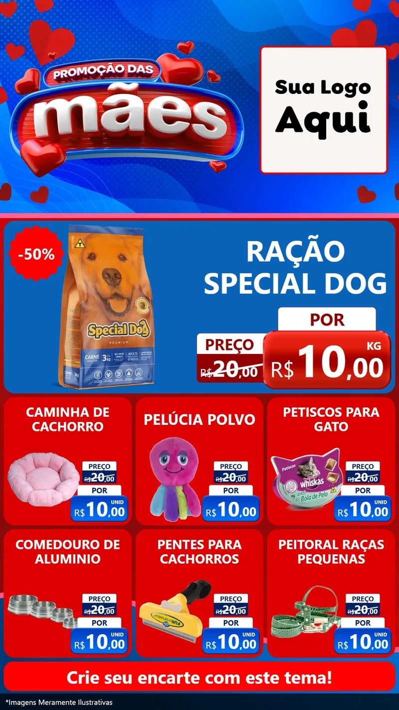 Modelo de Rede Social para Stories com o tema Promoção das Mães para Pet Shop