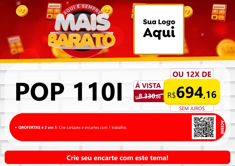 Modelo de Cartaz para Cartaz A4 Horizontal com o tema Mais Barato para Concessionaria de Motos