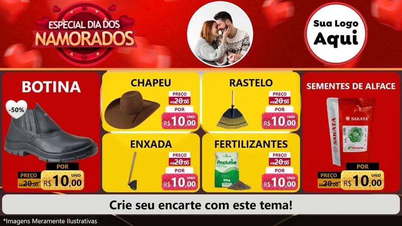Modelo de TV para TV Horizontal com o tema Especial Dia Dos Namorados para Agropecuária